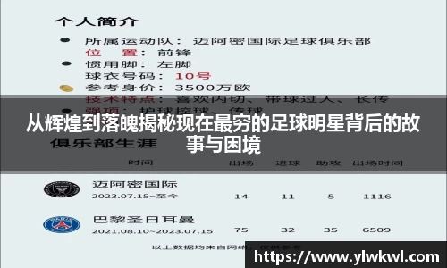 从辉煌到落魄揭秘现在最穷的足球明星背后的故事与困境